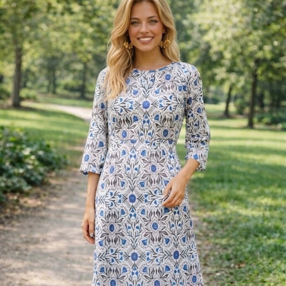 NWOT Hampton House Floral A-Line 100% Cotton Maxi Dress Size XS